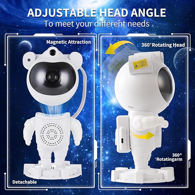 PROYECTOR ASTRONAUTA DE GALAXIA, NEBULOSAS, LA LUNA  Y LUZ NOCTURNA DE TECHO, PARLANTE CON BLUETOOTH y CONTROL